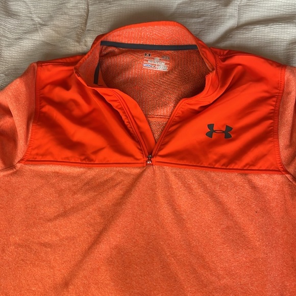 Under Armour Mens Large Orange Quarter Zip Performance - Picture 2 of 6